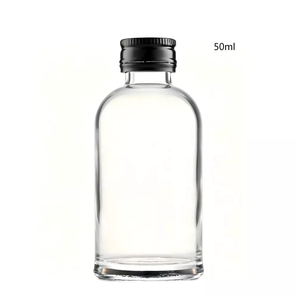 Стаклено тркалезно шише за ирско виски од 50 ml со завртувачко капаче